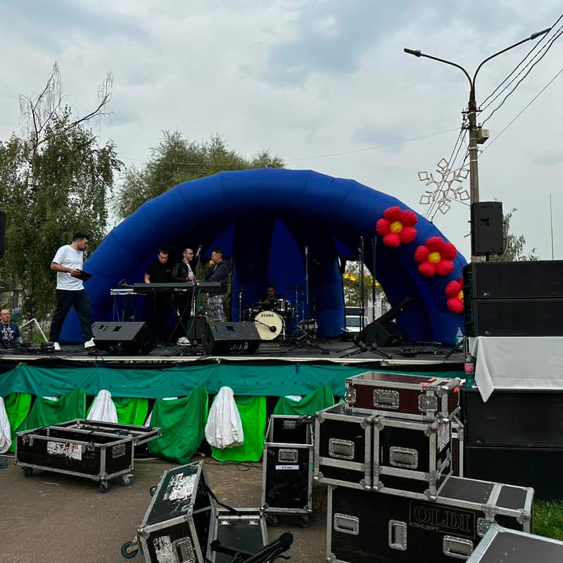 Надувная сцена ракушка «Синяя» 7,4х3,4х3 м